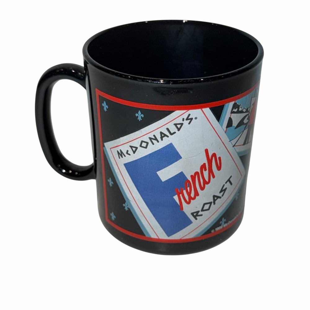 1989 McDonalds French Roast Black Ceramic France Coffee Mug Promo Collectible